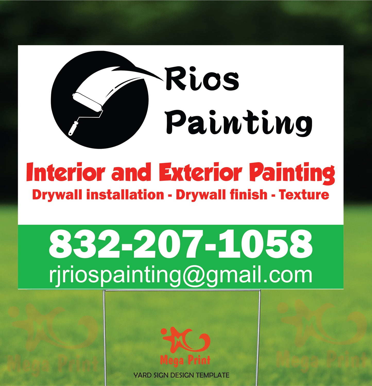 Yard Sign 2 Sides Print 24x18 With H-Stake